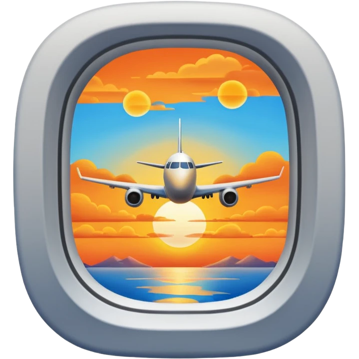 Plane window with sunset blue emoji