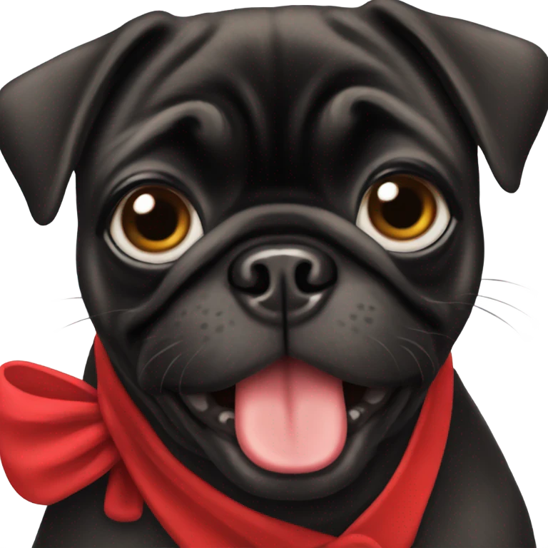 Black pug in a red dress emoji