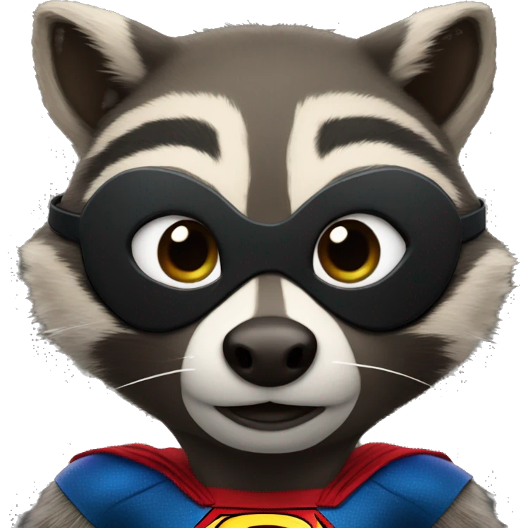 Portrait of a Raccoon in a Super-man costume emoji