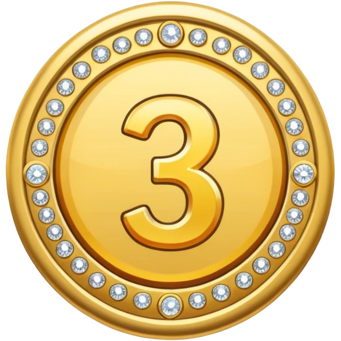 A gold badge with diamonds for a paid subscription, each with a number 3 at different levels. emoji