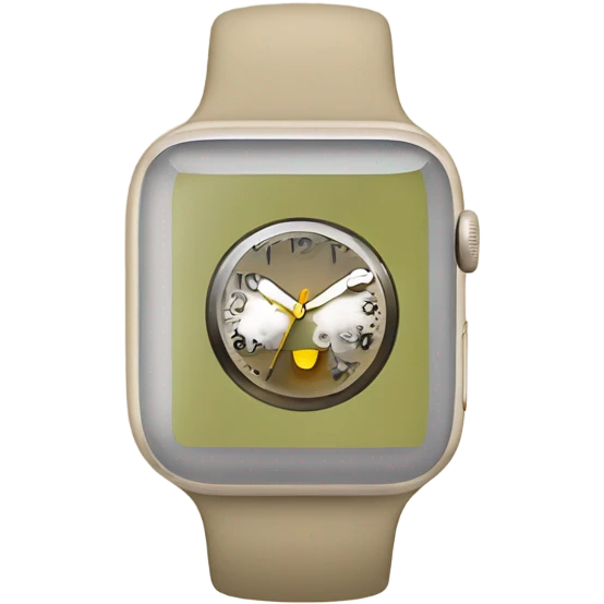 olive color apple watch with beige clock face emoji
