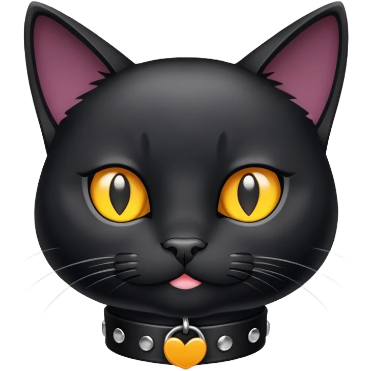 A black cat with a collar on  emoji
