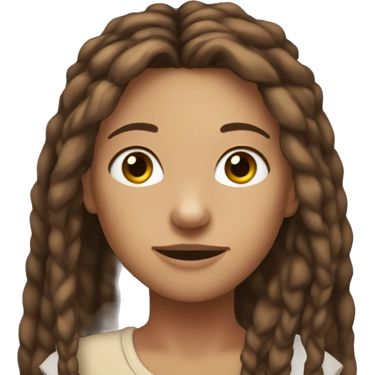 Portrait. Deer girl. She has deer ears and deer antlers. She has Long brown dreadlocks. Her skintone is pale emoji