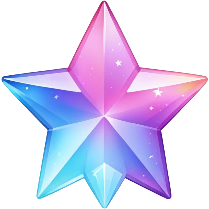 Gradient iridescent Pastel rainbow Pink violet blue crystal star  Primogem emoji