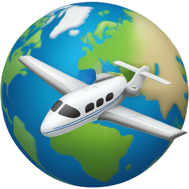 A small plane circling a globe emoji