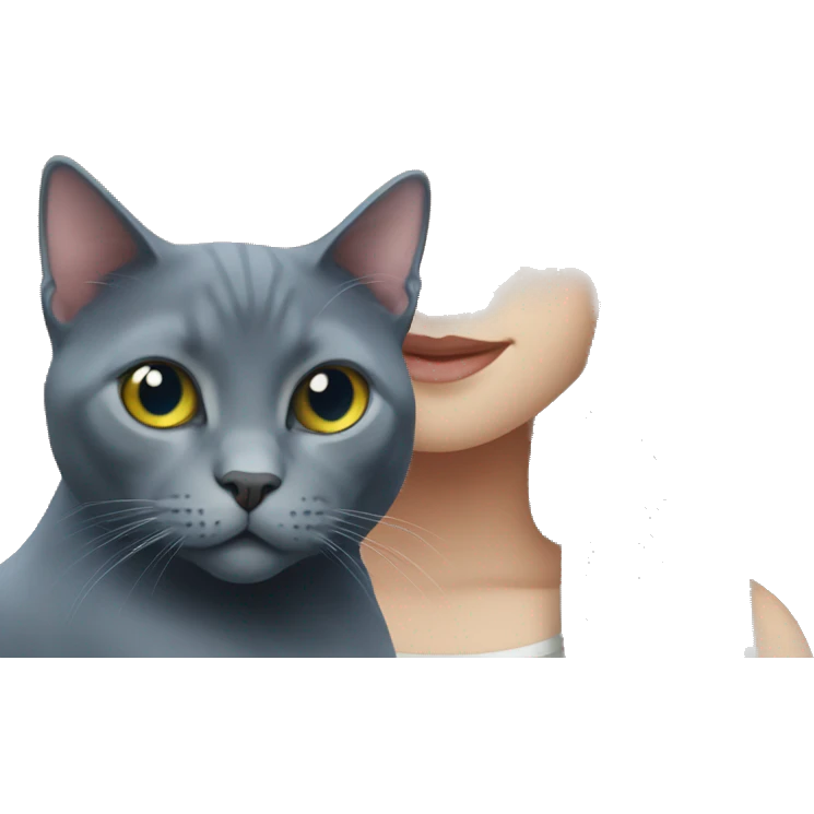 Russian Blue cat with Girl  emoji