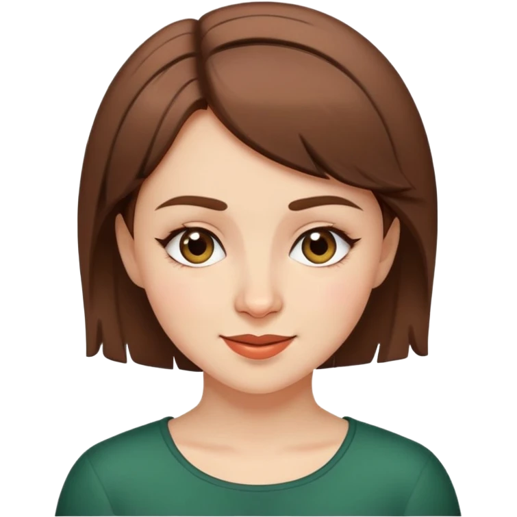 Chechen girl with short brown hair, winking emoji