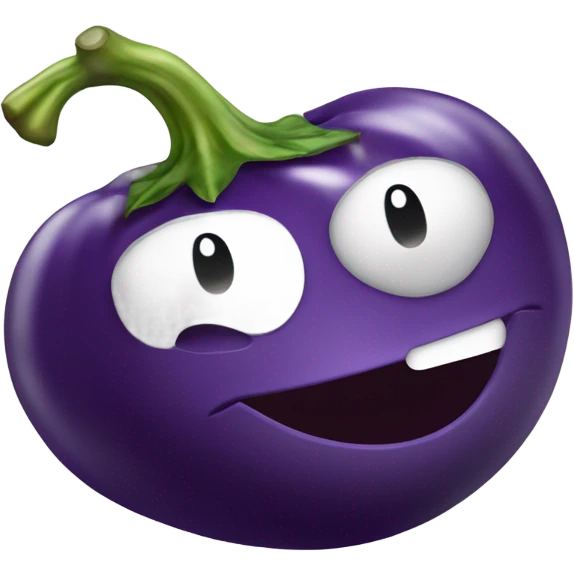 Generate an emoji of an eggplant griped on by a hand with air swooshes and water coming out of the front emoji