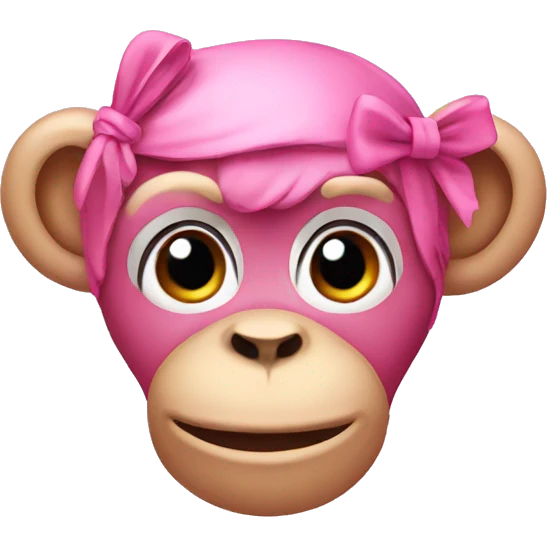 Pink monkey wearing a bow  emoji