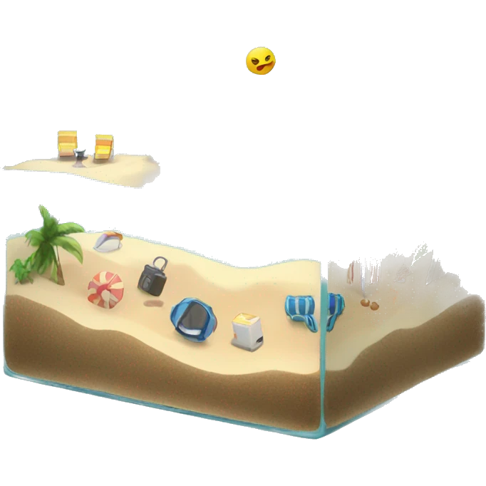 beach landscape in cube aquarium emoji