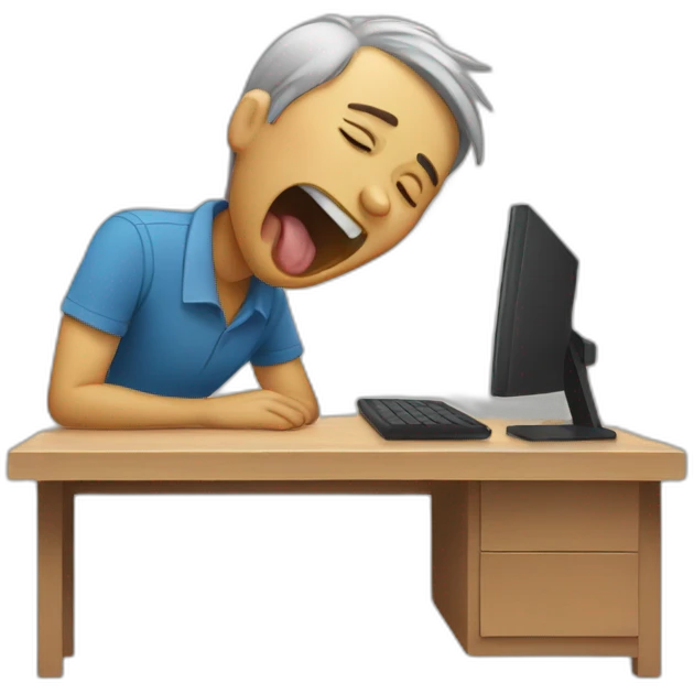 someone yawning and sleeping on a desk emoji