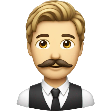 Personne avec moustache carré et coupe de cheveux sur le côté  emoji