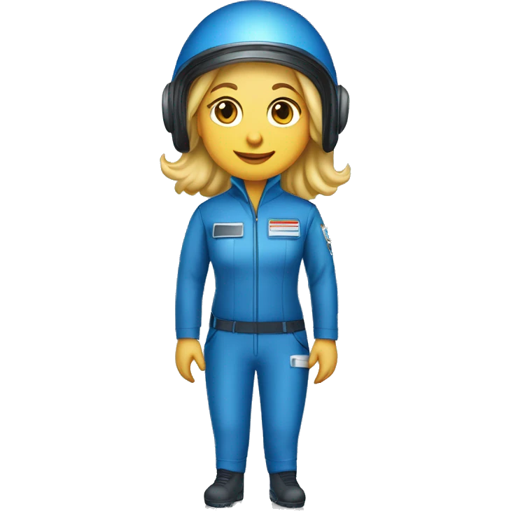 Pretty Honey blonde woman in blue helmet and blue flight jumpsuit  emoji