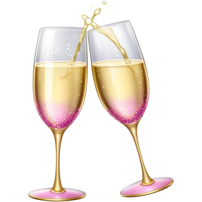 Girly aesthetic two Champagne glass clink with sparkle  emoji
