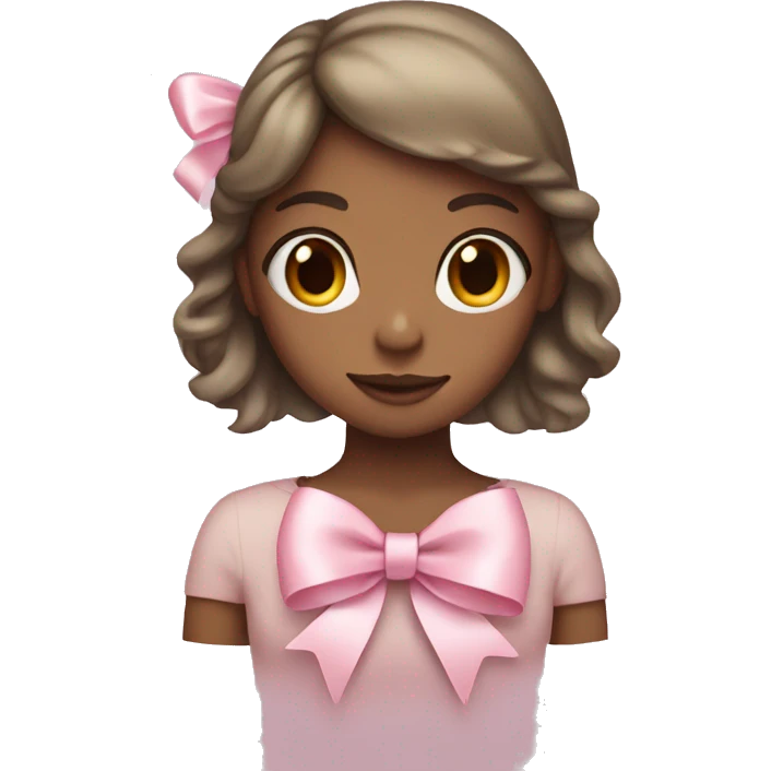 Girl with a light pink heart wrapped in a ribbon and bow  emoji
