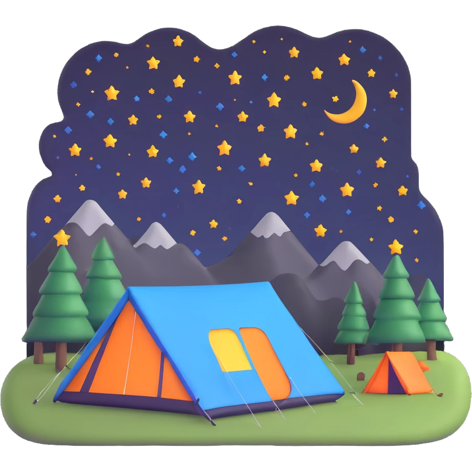 camping tent with starry night sky emoji