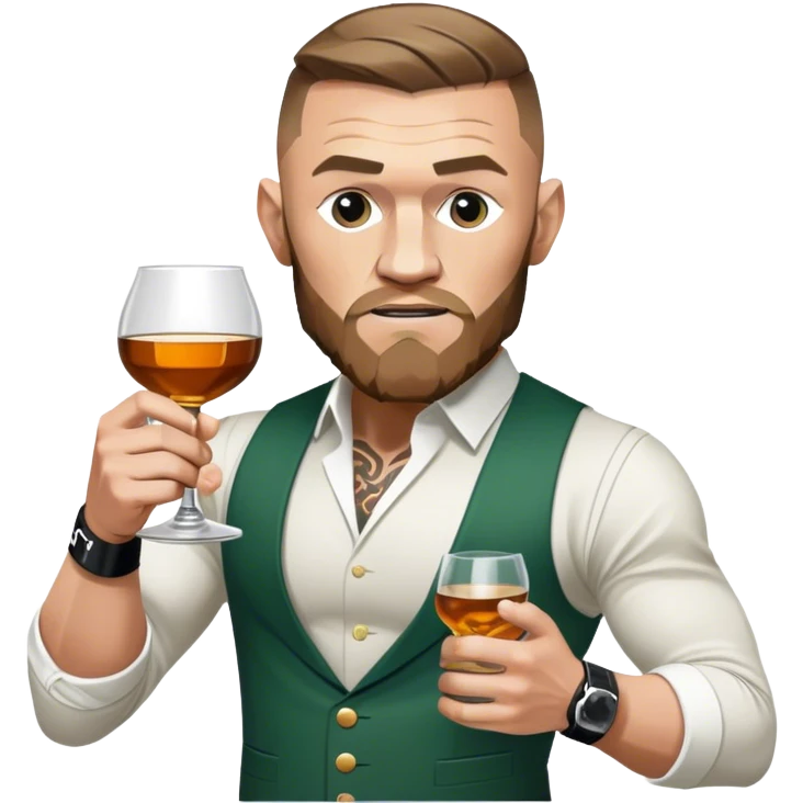Conor mcreggor in the octagon with whiskey emoji
