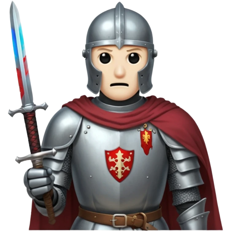 Headless Knight with Sword close up with horror look emoji