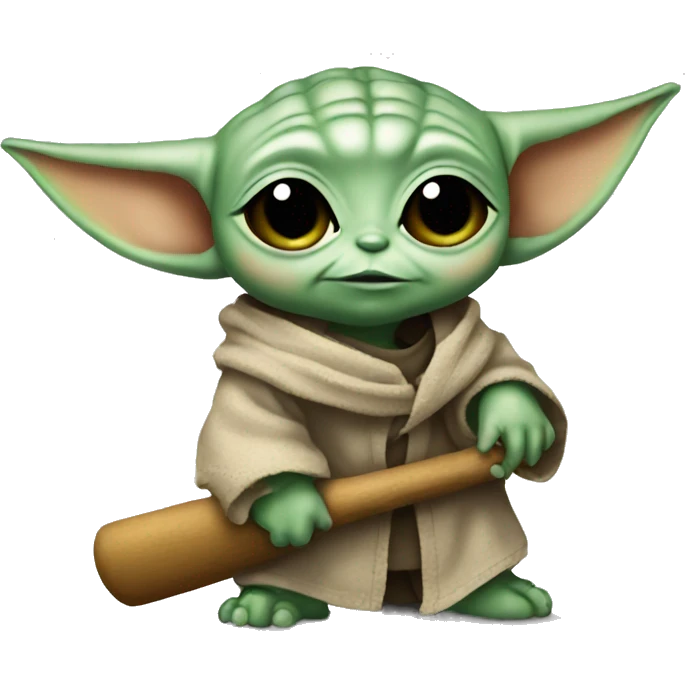 baby yoda with softball and a bat  emoji