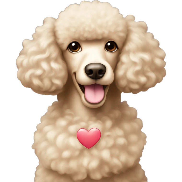 Light beige poodle with heart close by  emoji