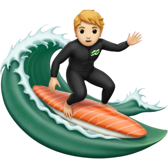 Sushi surfing a wave emoji