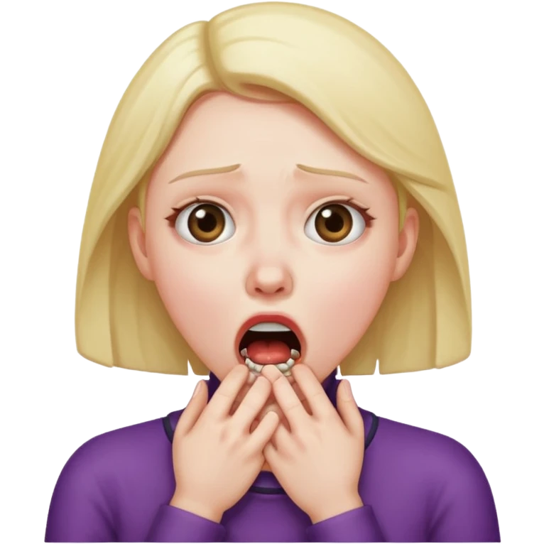 Shocked face while choking herself emoji