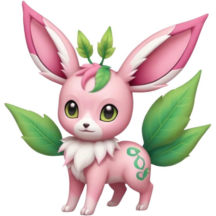 Rosy floral romantic cute kawaii Ivy-Eevee-Sylveon-Celebi-Leafeon-Pokémon-Digimon-Fakémon-hybrid-fusion-creature emoji