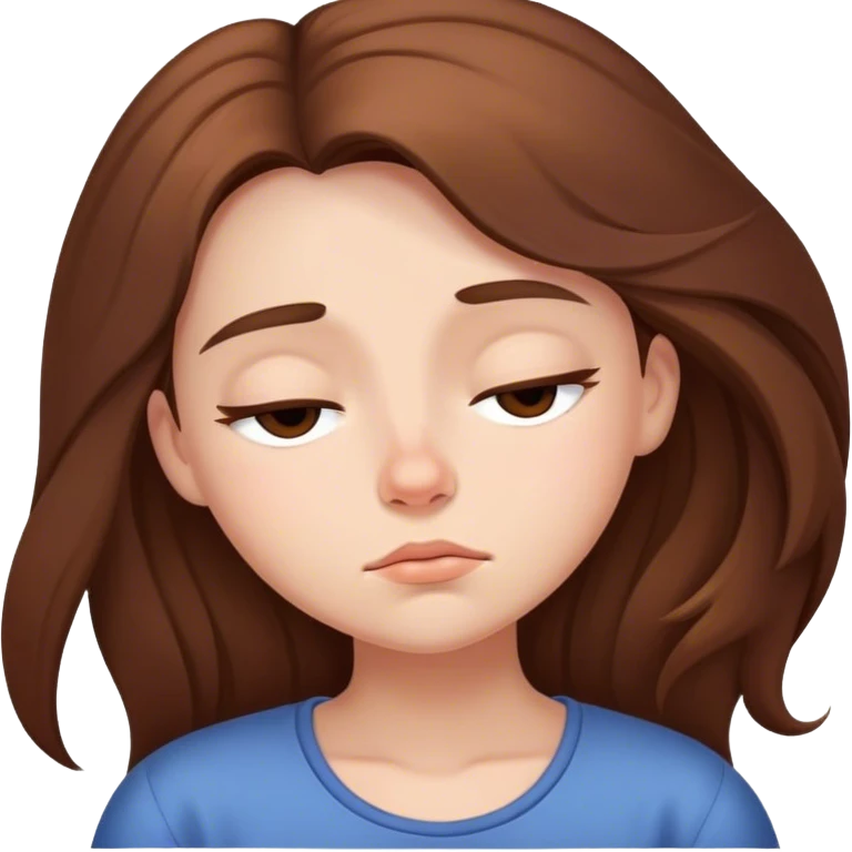Sleepy girl, long brown hair emoji