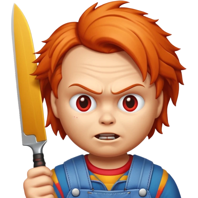 Un emojin de chuky effrayant avec un couteau à la main  emoji