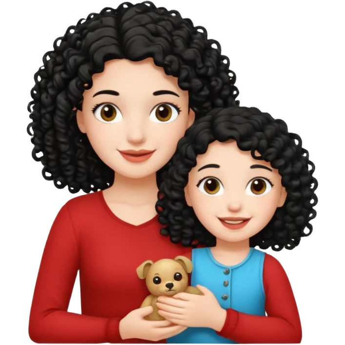 a white  girl holding tunisia girl with curly hair emoji