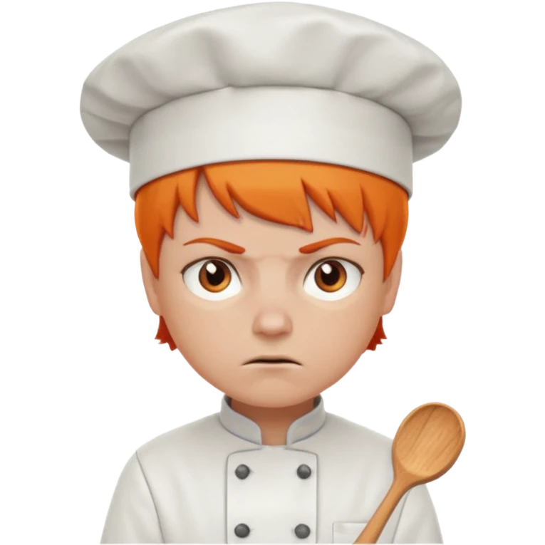 Short orange hair, angry, wearing chef uniform and chef hat emoji
