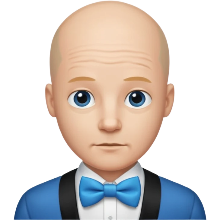 Bald with blue bow tie, Face change emoji