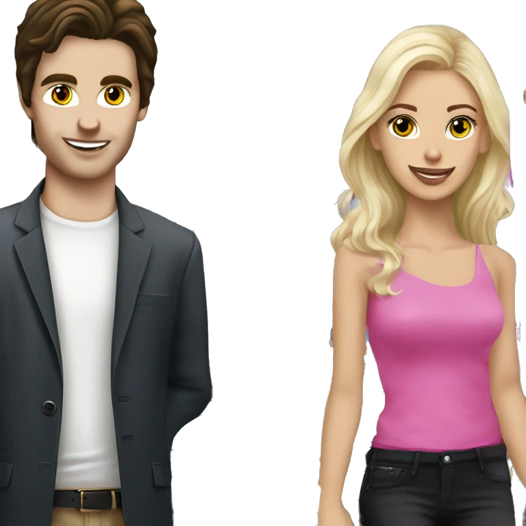 white boy with dark hair buying blonde girl pink Mercedes brabus emoji