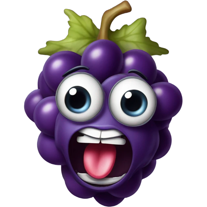 a crazy screaming grape emoji