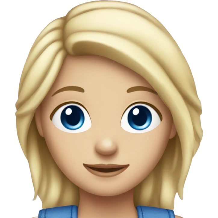 blonde girl blue eyes blue overalls emoji