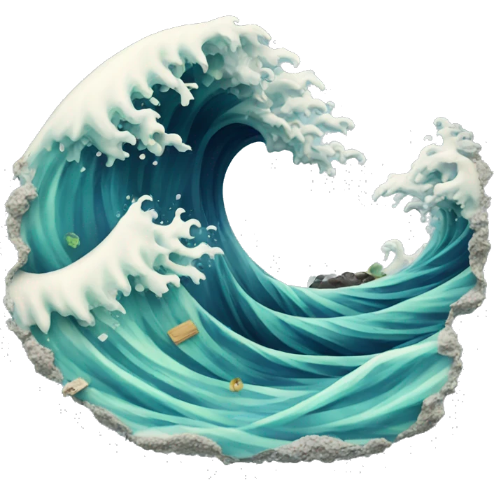 Wave with waste floating emoji