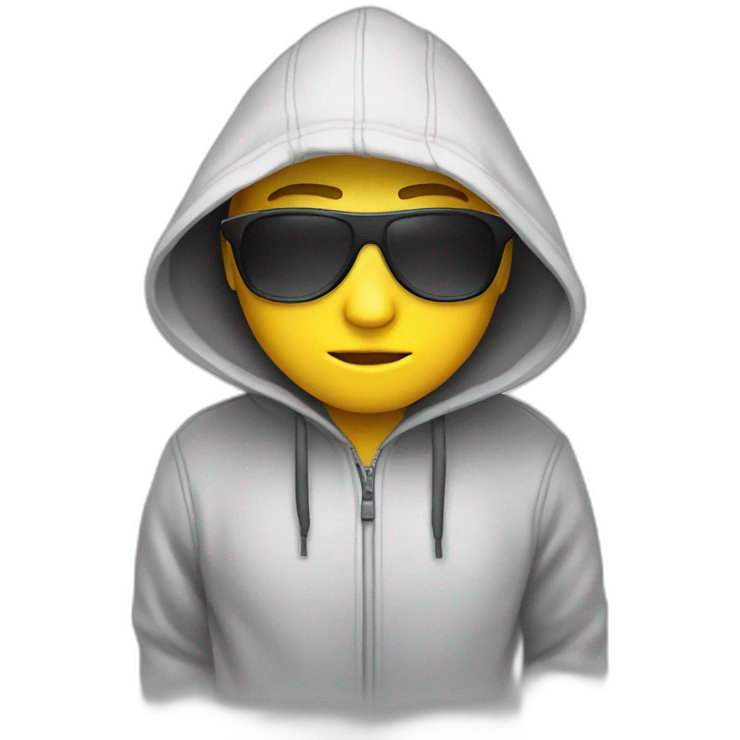 white hacker with hoodie and computer emoji