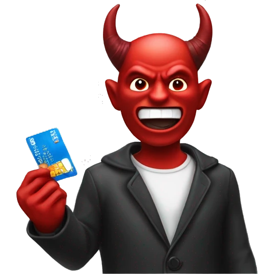The devil holding a debit card emoji