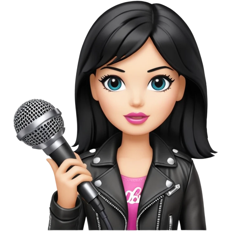 barbie rockstar   with black hair  emoji