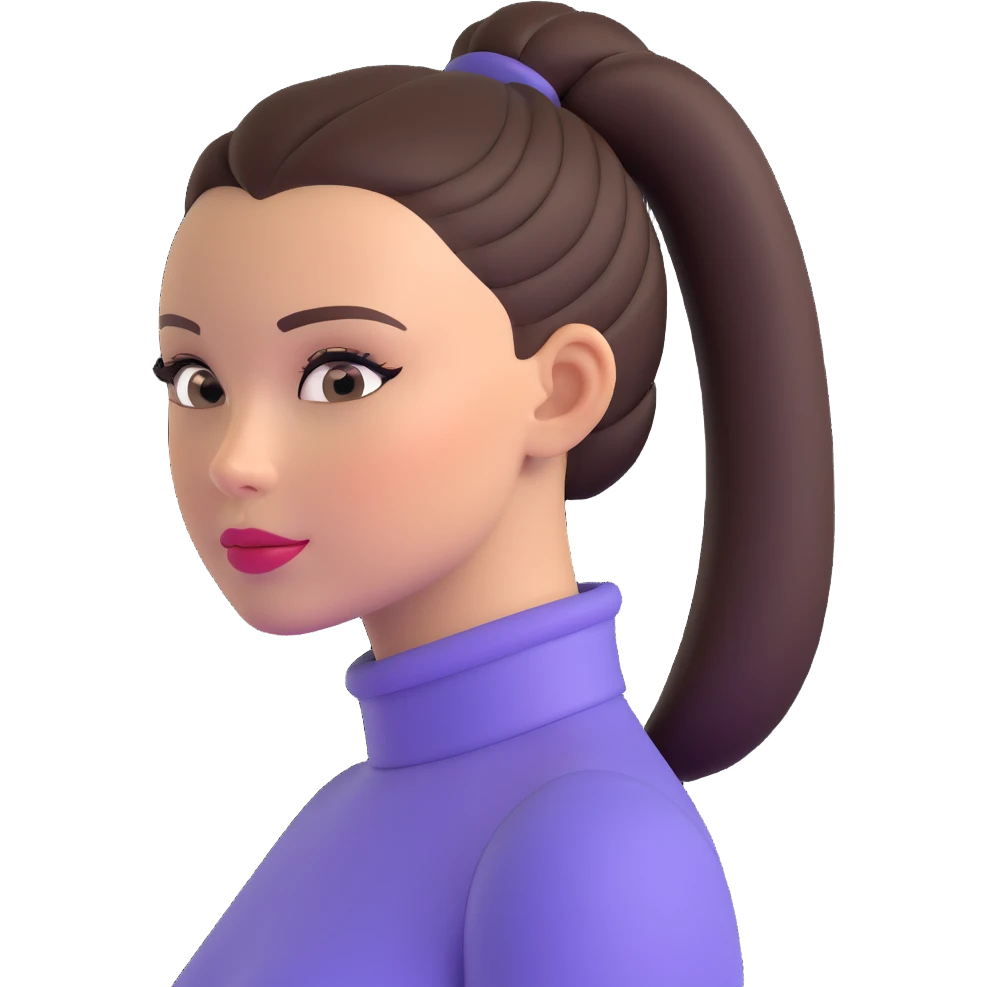 clean girl with smooth skin, subtle makeup, hair in a sleek ponytail emoji