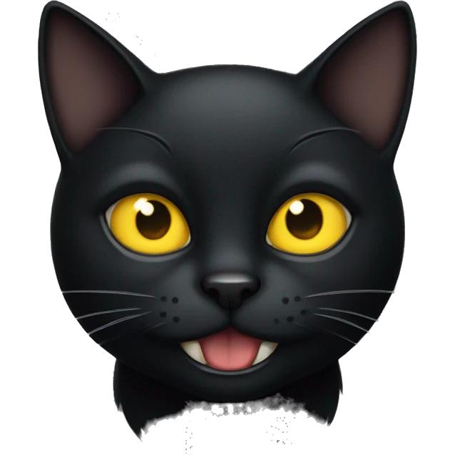 black cat yellow eyes and only one tooth emoji
