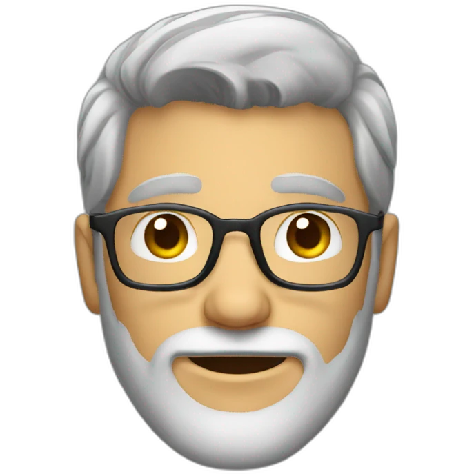 young guy bearded grey hair with glasses emoji