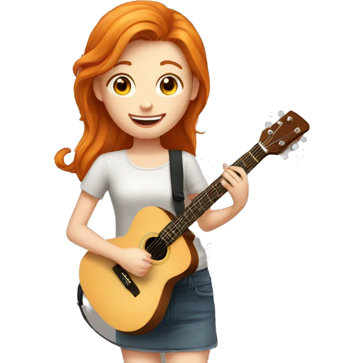pretty GINGER girl singing playing guitar emoji