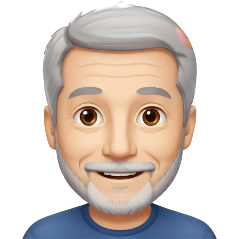 homme 60 ans cheveux gris en l'air petite barbe sourir emoji