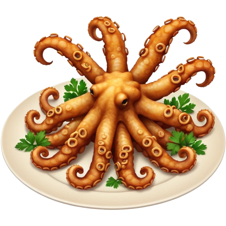 fried octopuses legs on the plate without head emoji