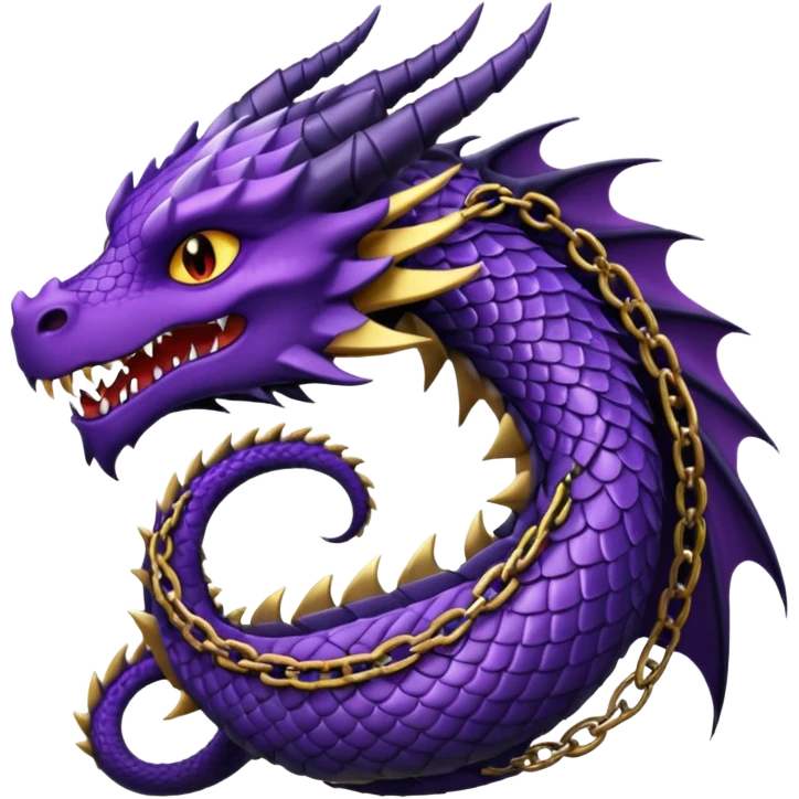 Black and dark purple dragon wearing chains around its neck emoji
