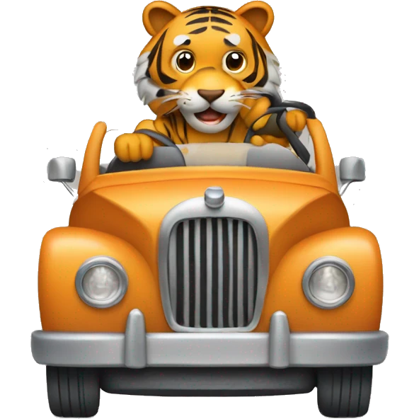 Tiger driving a car emoji