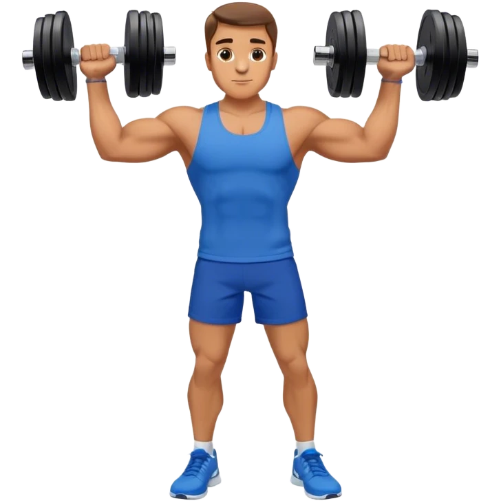man with blue shorts doing dumbbell lateral-raise (T-pose) side-deltoid exercise emoji