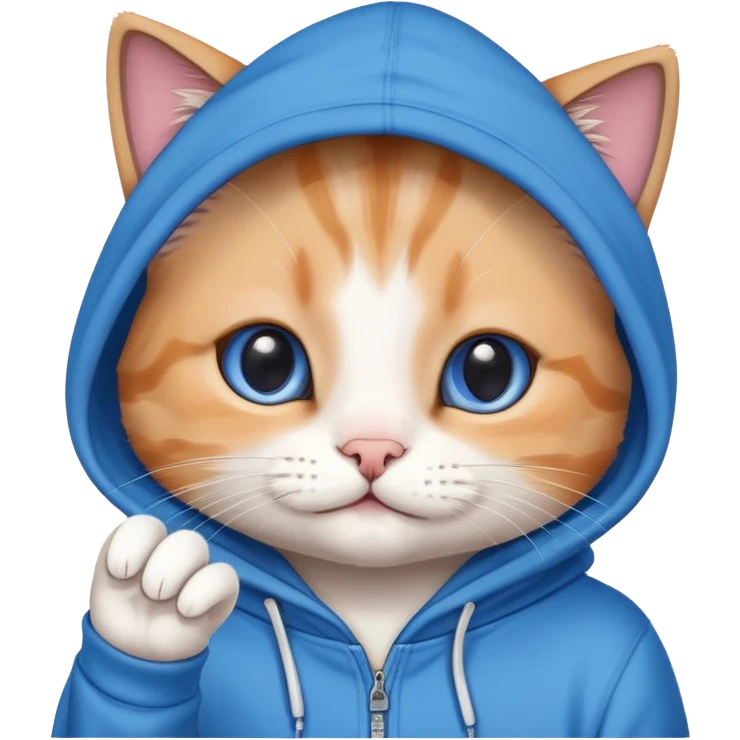 cute cat wearing hoodie saying hi emoji