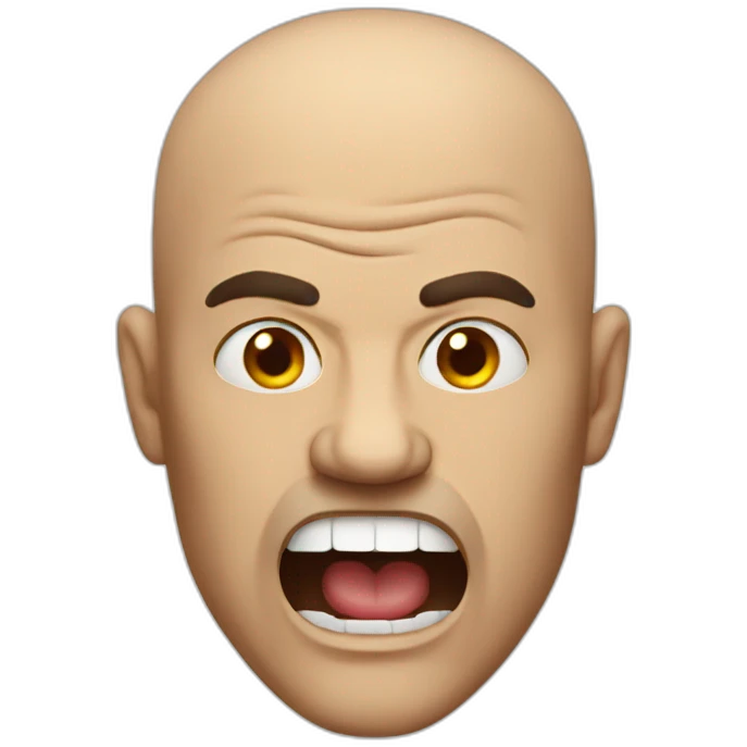 bald man angry large mouth emoji